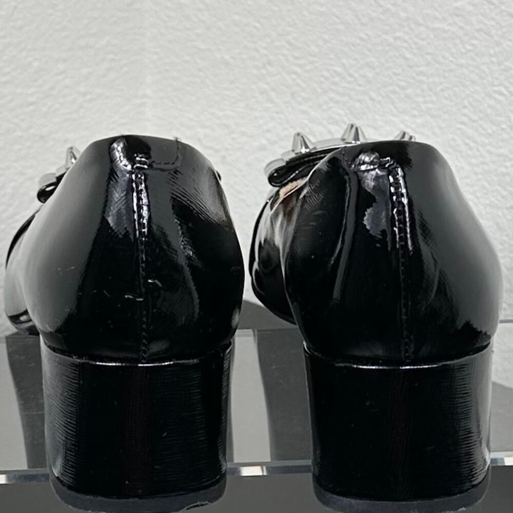 Napoleoni Women Black Patent Studded Block Heel Pumps Size 9 Preowned - Picture 7 of 11